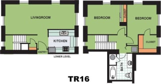Floor Plan Two Bedroom Townhome (TR16)