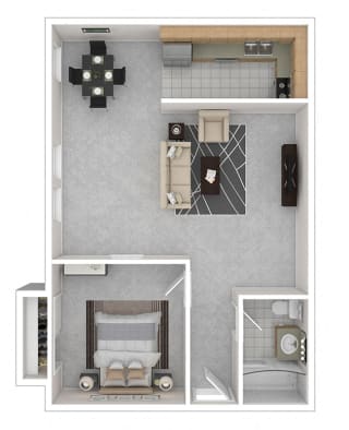 The Abby Apartments 1 Bedroom 1A floor plan