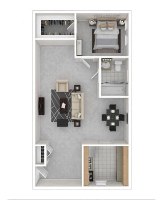 The Abby Apartments 1 Bedroom 1B floor plan