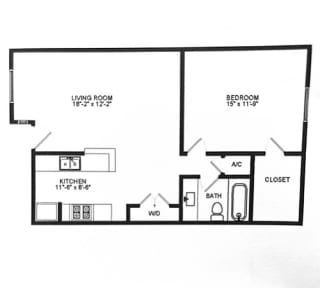 A10 Floor Plan A10 720 Sq.Ft. Floor Plan at Chateaux Dupre Apartments, The Barvin Group, Houston, TX, 77063