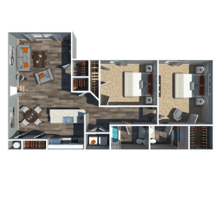 Floor Plan 2 Bedrooms, 2 Bathrooms