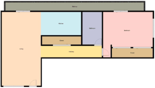 Floor Plan 1 Bedroom, 1 Bathroom with Patio