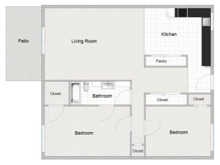 2 bedroom 1 bath floor plan