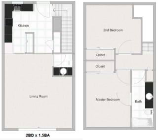 2 bedroom townhouse floorplan
