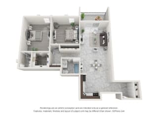 Floor Plan 2 Bedrooms 2 Bathrooms