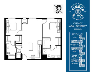 2 Bed 2 Bath Quincy floorplan at Timber and Tie Apartments, Minnetonka, 55343