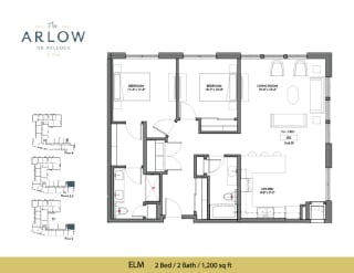 Elm 2 Bed 2 Bath Floor Plan at The Arlow on Kellogg, Minnesota, 55102