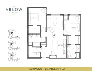 Two Bed Two Bath Floor Plan at The Arlow on Kellogg, St Paul, 55102