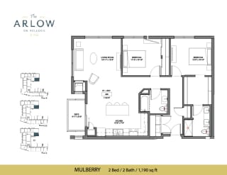 Mulberry 2 Bedroom 2 Bathroom Floor Plan at The Arlow on Kellogg, Minnesota