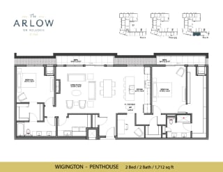 Wigington 2 Bed 2 Bath Floor Plan at The Arlow on Kellogg, St Paul, 55102