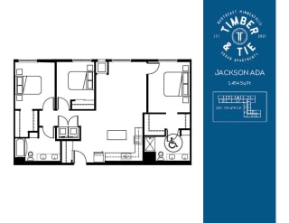 Three Bedroom Two Bathroom Jackson Floorplan at Timber and Tie Apartments, Minnesota, 55343
