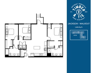 3 Bedroom 2 Bathroom Jackson floorplan at Timber and Tie Apartments, Minnetonka, MN