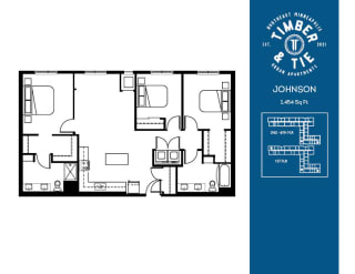 3 Bedroom 2 Bathroom Johnson floorplan at Timber and Tie Apartments, Minnesota, 55343
