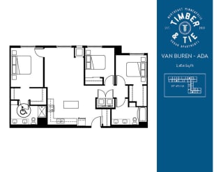 3 Bedroom 2 Bathroom Van Buren floorplan at Timber and Tie Apartments, 4312 Shady Oak Road, Minnesota