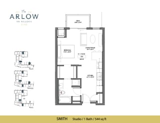 Studio Floor Plan at The Arlow on Kellogg, St Paul, MN