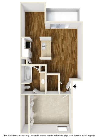 A2 3D Floor Plan at Noel on the Parkway Apartments in Dallas, Texas, TX