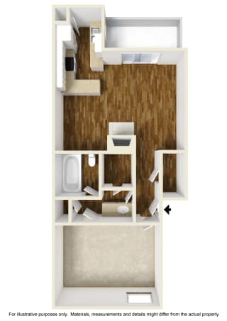 A3 3D Floor Plan at Noel on the Parkway Apartments in Dallas, Texas, TX