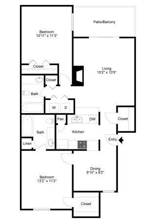 2D Rendering of B1 Floor Plan at Noel on the Parkway Apartments in Dallas, Texas, TX