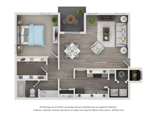Willow Floor Plan at Edgemont Apartments, PRG Real Estate, Greenville, SC