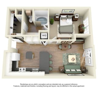 Floor Plan A1 1 Bedroom 1 Bath
