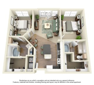 Floor Plan B2 2 Bedroom 2 Bath