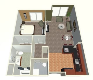 1 bed apartment-1 Bed F floor plan at Midtown Crossing Apartments in midtown Omaha NE 68131