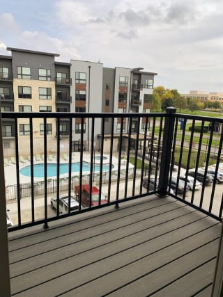 Exterior balcony off of the living quarters in the Peace floorplan at Haven at Uptown