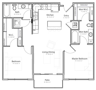 Cloud (C1) two bedroom two bathroom at Haven at Uptown