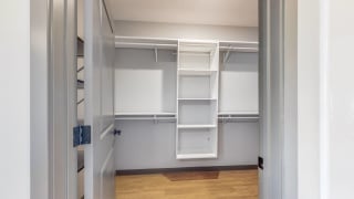 Large walk in closet providing plenty of storage space at Haven at Uptown in Lincoln, NE