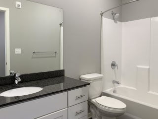 Bathroom vanity toilet and shower The Flats at Shadow Creek in Lincoln Nebraska