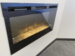 Electric fireplace in the living room at the villas at mahoney park