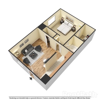 one bedroom apartment 3d floor plan
