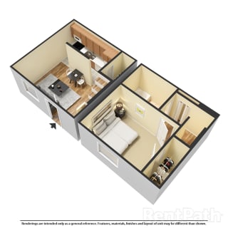 one bedroom townhouse 3d floor plan