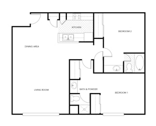 Allure Apts Ridge Floor Plan (2 Bedroom)