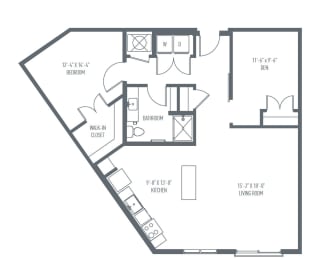 C1b Henderson floor plan, 1113 Sq. Ft. at Union Berkley