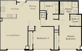 2 bed  2 Bath 1166 square feet floor plan C