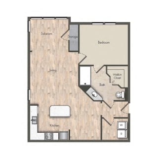 1 Bed - 1 Bath |820 sq ft floorplan