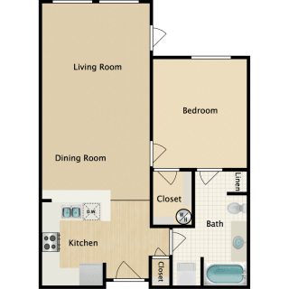 Plan B, 1 br, 1 ba, 712 sq. ft.