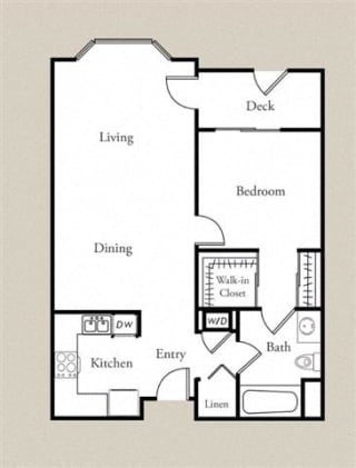 1 bed 1 Bath 761-790 square feet floor plan Lily