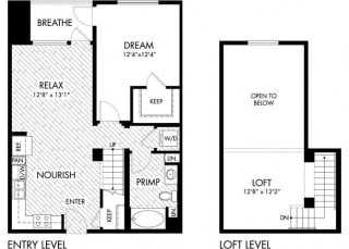1 bed  1 Bath 921 square feet floor plan A6