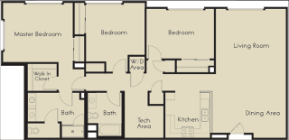 3 bed 2 Bath 1585 square feet floor plan C