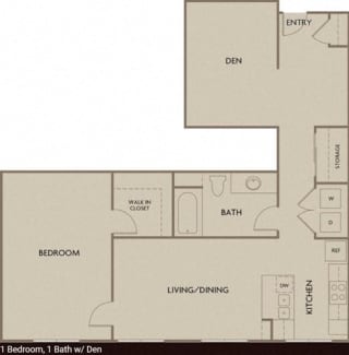 1 bed 1 bath 1093-1111 square feet floor plan One Bedroom with Den