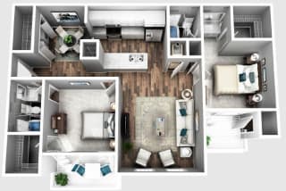 2100 Defoors Atlanta GA apartment photo of modern two bedroom two bathroom floorplan.