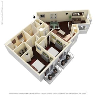 2 Bed - 2 Bath |1138 sq ft B3 floorplan