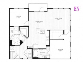 B5, 2 Bed 2 Bath 1185 square feet floor plan