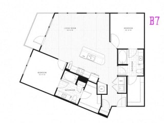 B7, 2 Bed 2 Bath 1199 square feet floor plan