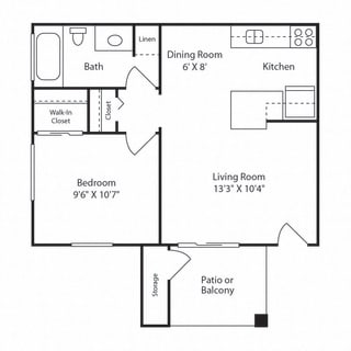 SANTA FE 1/1 SANTA FE 1 bed 1 bath floorplan