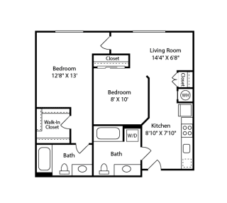 Floor Plan B1 (1 Bed &#x2B; Den)