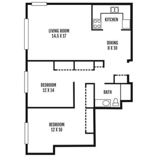 Floor Plan Renovated - Two Bedroom