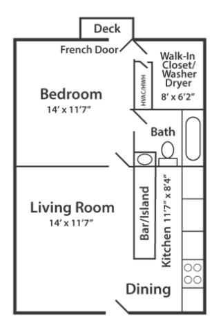 Floor Plan 1 Bedroom 1 Bath